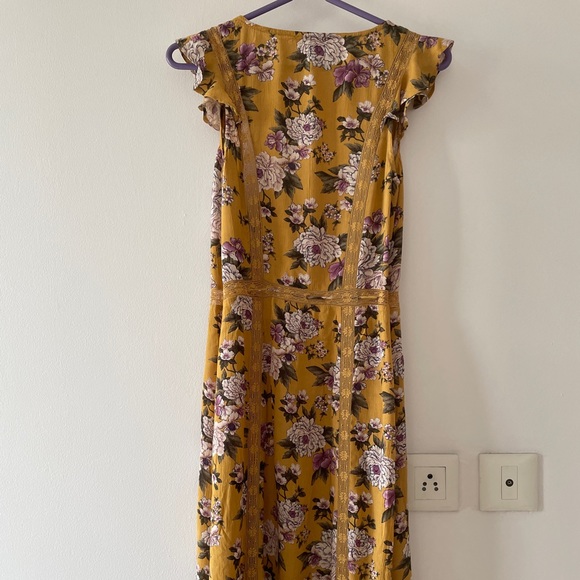 American Eagle Floral printed Yellow Maxi Dress with Slip - Picture 11 of 17